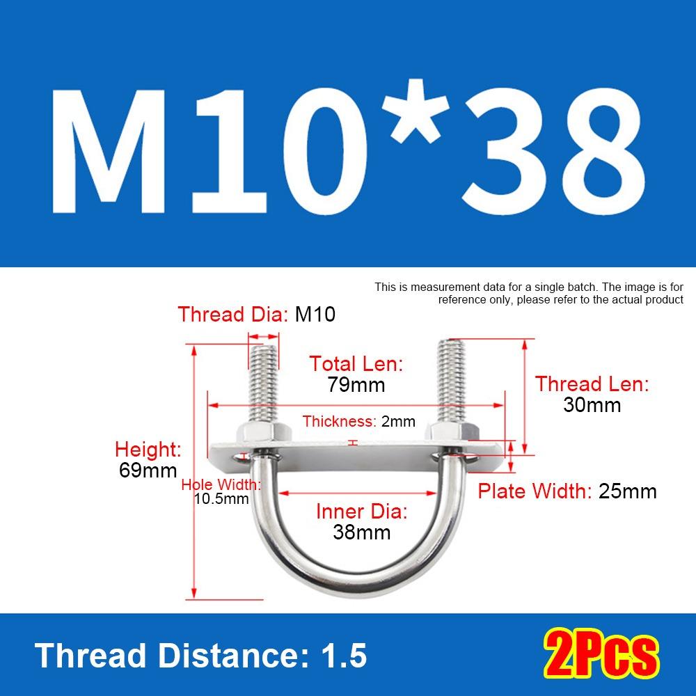 1Set Screws Pipe U-clamp With Baffle Round Bolt New M10 Round Tube Clamp for Round Tube