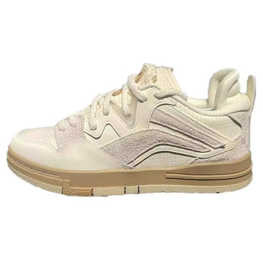 Li Ning Wave Удобные и модные Нескользящие Износостойкие Низкие Скейтбордические кроссовки Мужские Бежевый AECT075-3