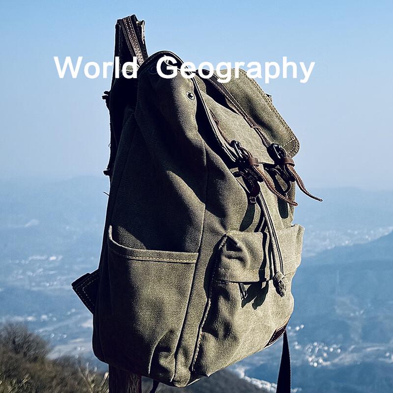 Унисекс рюкзак для ноутбука 15,6" из кожи и канваса с принтом "География мира"