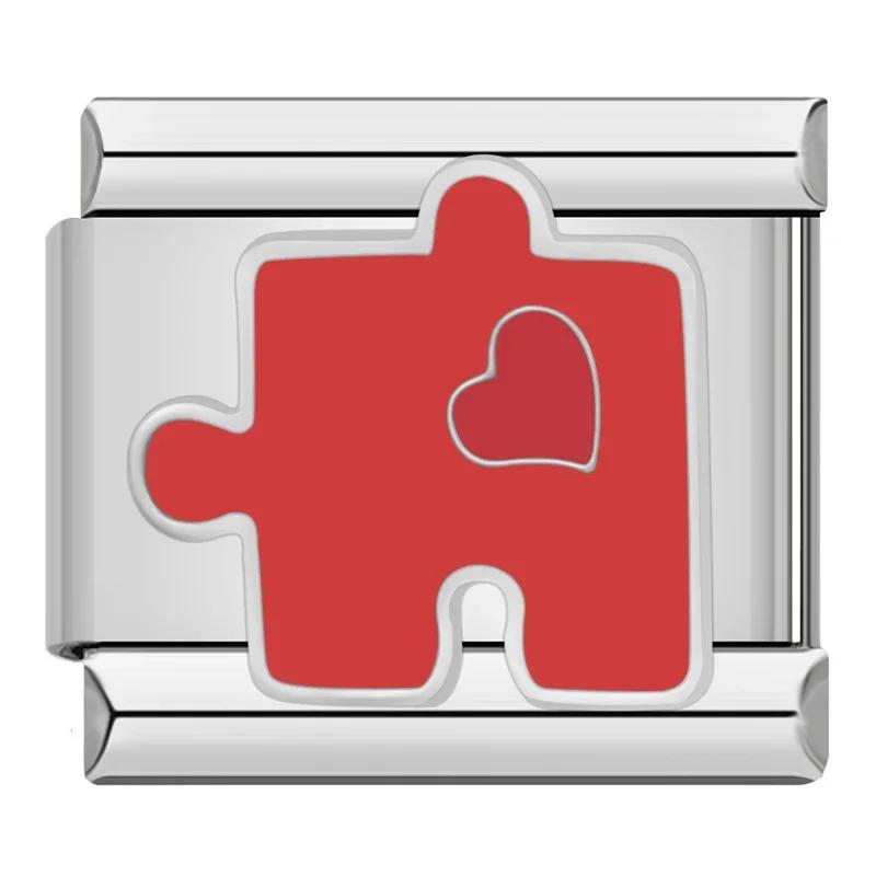 Hapiship 2024 женские красные глазурованные цветочные сердечки Kiss Me подвески итальянские звенья подходят для браслета из нержавеющей стали 9 мм изготовление ювелирных изделий ZH003