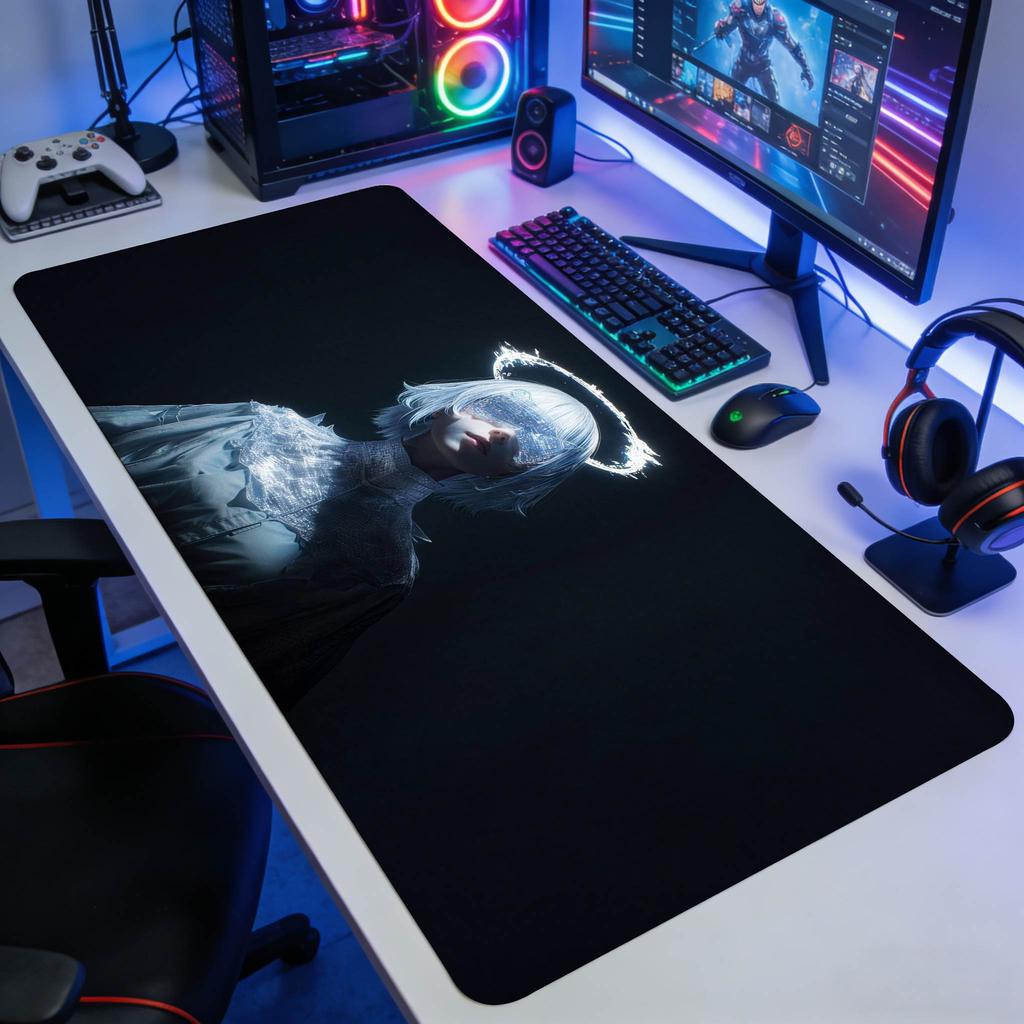 Готская Аниме Девушка Коврик для Мыши XXL Игровой Коврик для Мыши с Противоскользящей Основой Расширенный Коврик для Игровой Клавиатуры с Дизайном в Стиле Dark Art
