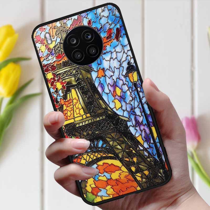 Чехол для Huawei Honor 50 Lite, чехол для телефона, мягкий силиконовый ТПУ задние чехлы для Huawei Nova 8i / Honor50 Lite, 3D тиснение, чехлы с цветами