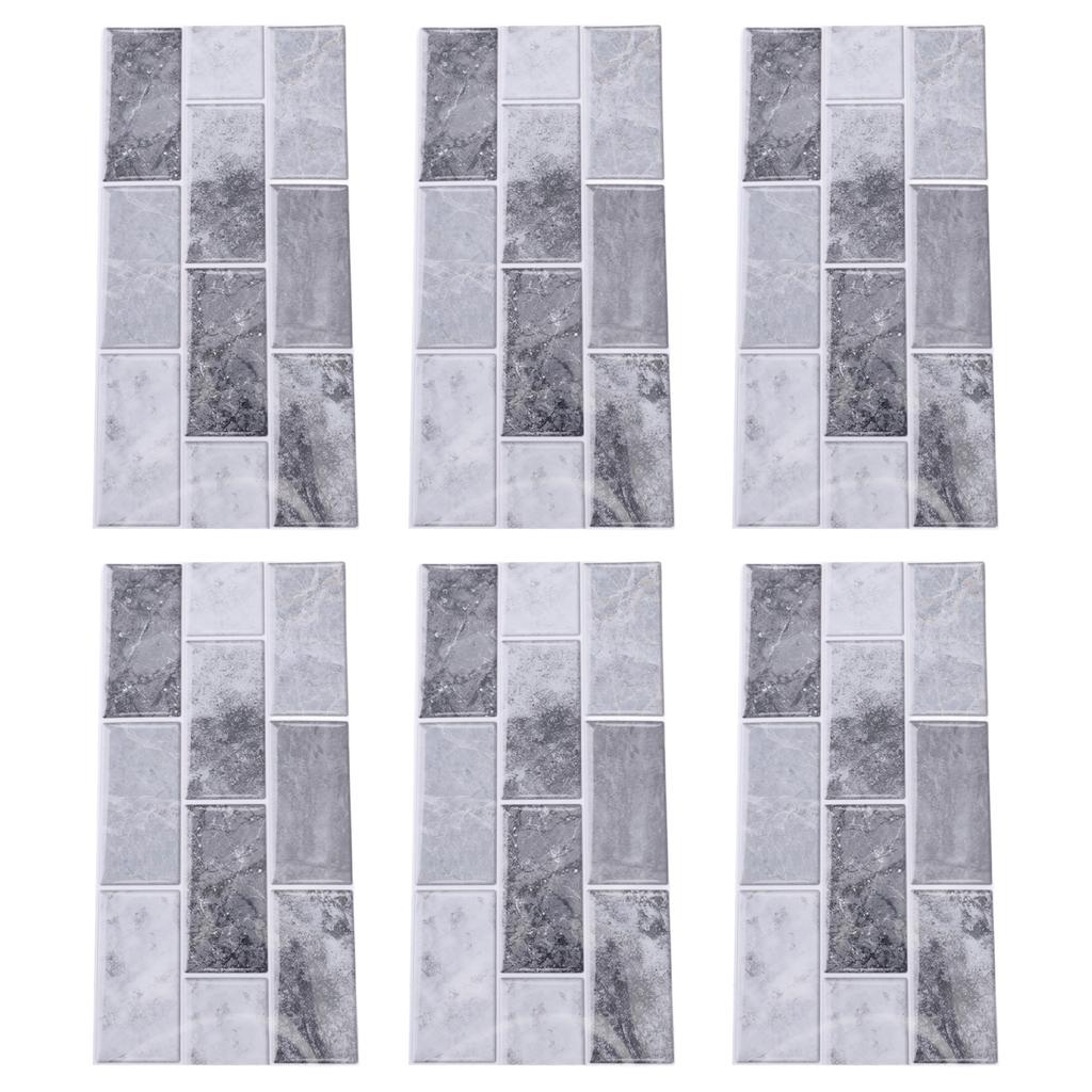 6 листов самоклеящейся водонепроницаемой антимасляной плитки для кухонного фартука