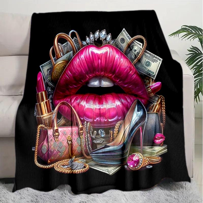 1PC lip Elements printed blanket, all season lightweight home office outdoor nap multifunctional blanket A13