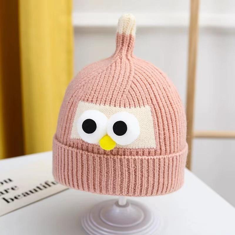 Autumn and Winter Thick Thread Knitted Hat New Cute Bear Boys and Girls Winter Plush Wool Hat Ear Protection Children's Hat