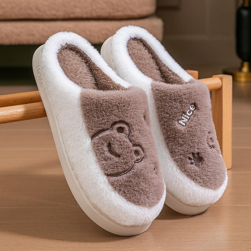 Cotton Shoes Autumn and Winter Fashion Cotton Mop Plush Cotton Slippers Household Warm Plush Couple Slippers