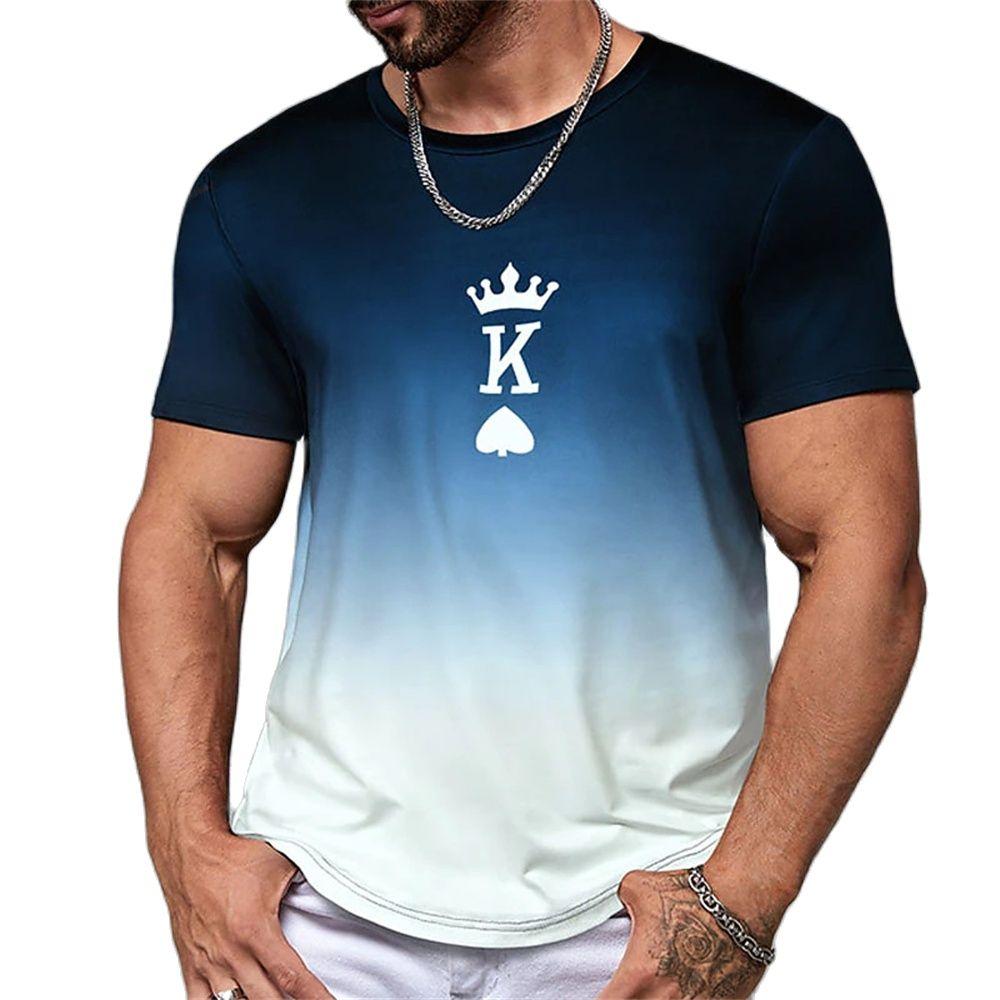 Fashion Gradient Letter K 3D Print T-Shirts Men Women Casual Short Sleeve T Shirt Oversized Harajuku Y2k Tees Tops Kids Clothing