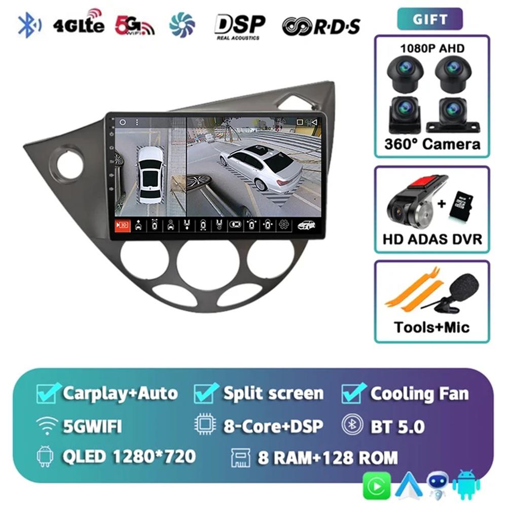 9-дюймовый Android 14 автомобильный радиоприемник для Ford Fiesta 1995-2001 Focus MK1 1998-2004 2 Din стерео мультимедийный проигрыватель Carplay Autoradio головное устройство