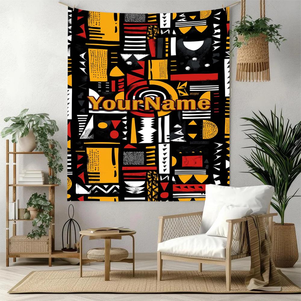 Ethnic Tribal Patterns Custom Your Name Wall Decor Tapestry Art For Pet Memorial Birthdaywedding Party Backdrop Family Gift