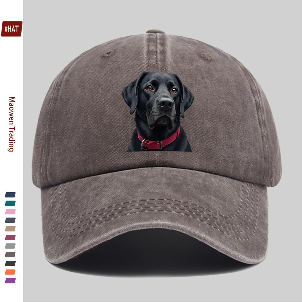 pc Majestic Black Labrador Dog Print Baseball Cap Showcasing Charming Eyes And Vibrant Red Collar Pet Print Design Decorative