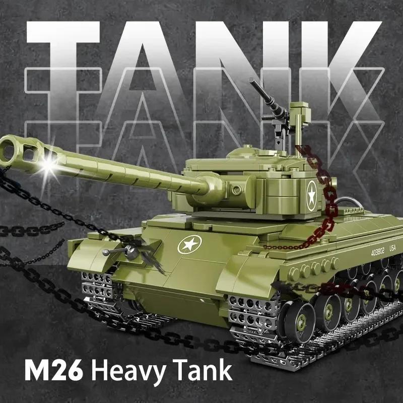 764Pcs Military M26 Tank Building Blocks Army Bricks Weapon Soldier Figures Holiday Birthday Toys with high quality