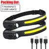 Помашите рукой Sense COB Headlights Outdoor Cycling Lights USB Charger Night Running Lights Strong Light Silicone Headlights