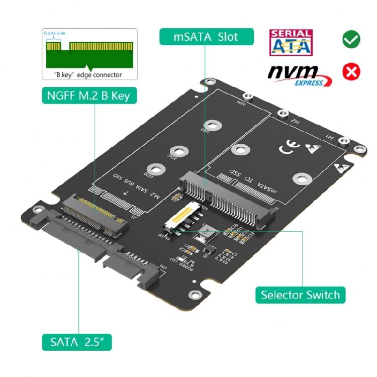 Адаптеры SSD Объединяющие M.2 mSATA в 2.5-дюймовый SATA3.0 Конвертеры Адаптеры с Пластиковым Корпусом Внешний Корпус Коробка для SSD