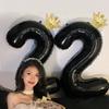 40-дюймовые Золотые Короны Цифровые Черные Шары Цифры 0-9 Шарик День Рождения Юбилей Выпускной Украшение Шарик для Душа
