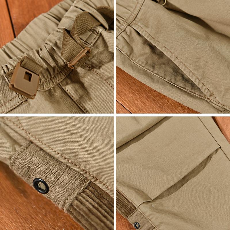 Japanes Style Cargo Pants Men Pure Cotton Elastic Waist Long Pants Youth Streetwear Baggy Men Trousers Pure Cotton Casual Pants
