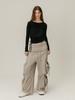 MOIFAIRE Foldover Shirring Sweatpants / Gray