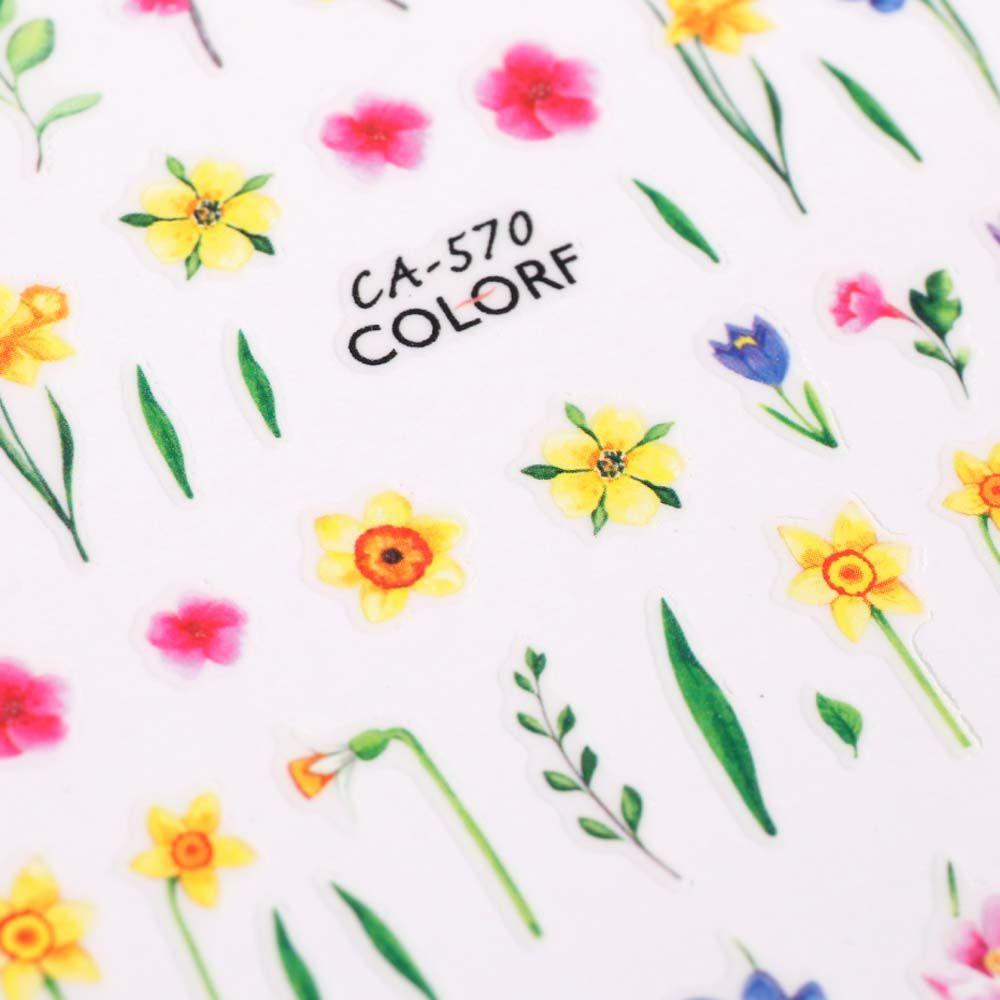 Manicure Spring Summer Floral Nail Foils Strawberry Tulip Flower Nails Decals 3D Nail Sticker