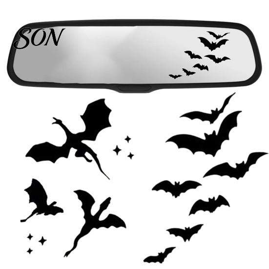 Creative Car Window Graphics Flying Bat Rearview Mirror Stickers, PVC Decals for Vehicle Easy Apply Vinyl Exterior Decoration, Waterproof