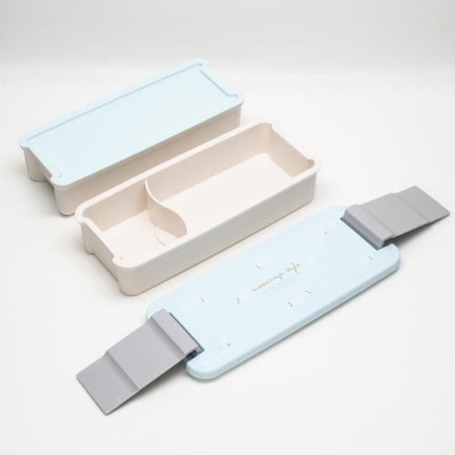 OSK Двухъярусный ланч-бокс PCW-650D с запирающимся дизайном, Shimaenaga SEN, объем 340 мл/310 мл, с разделителями, можно мыть в посудомоечной машине и разогревать в микроволновой печи, Сделано в Японии,