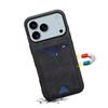 DENIOR For iPhone 17 Pro Case Card Holder Kickstand Leather+PC+TPU Phone Cover