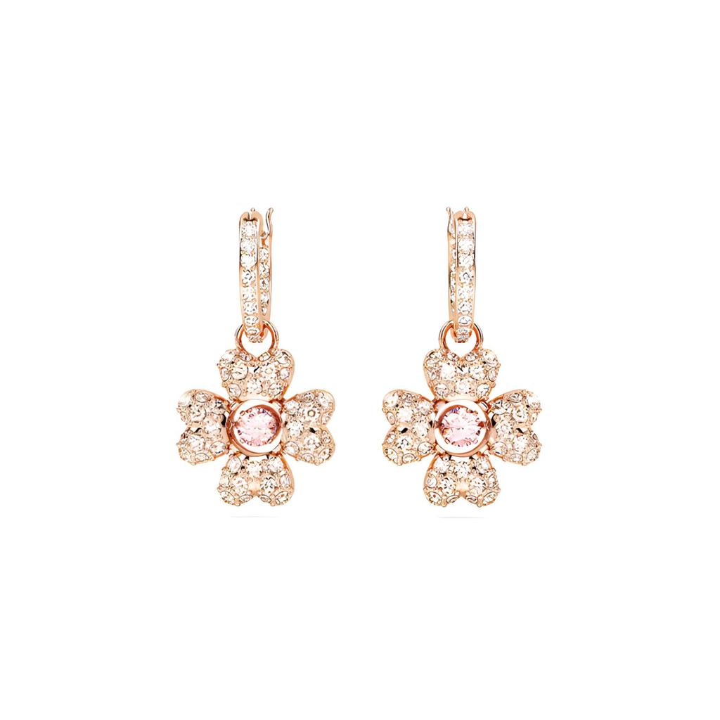Swarovski Серьги Idyllia Капля Воды Счастливый Клевер Женские Серьги Розовое Золото 5674212