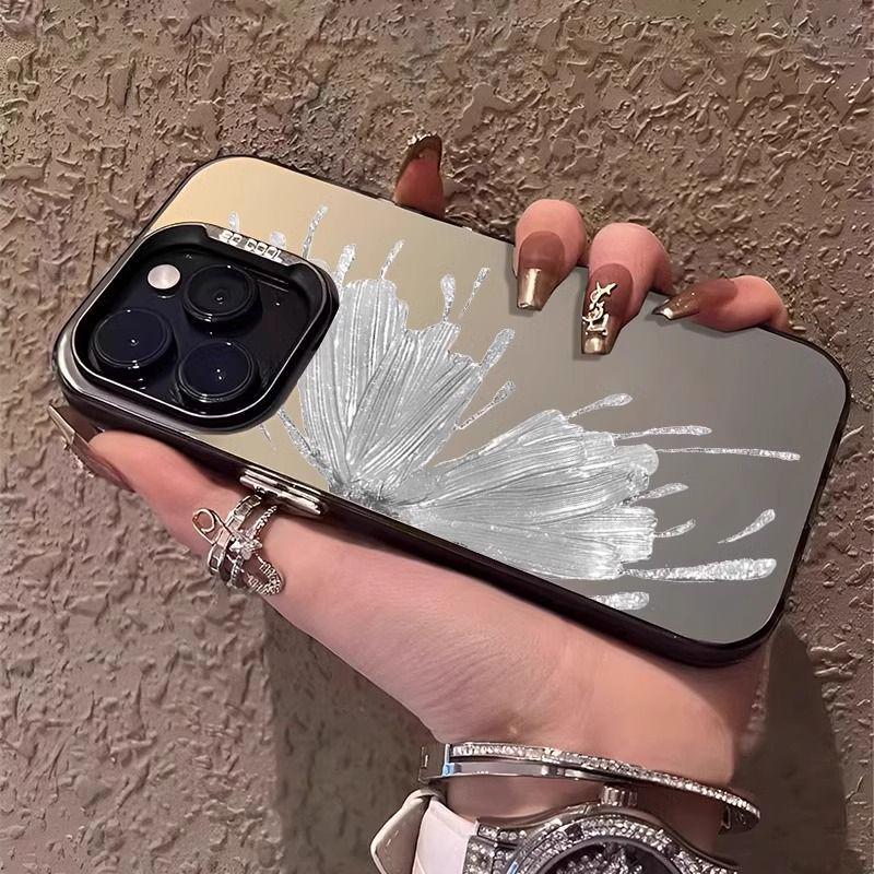 Silver Foil Butterfly iPhone Case for iPhone 16/14/13/12/SE/XR/XSmax/7/8 Plus - Soft Cover