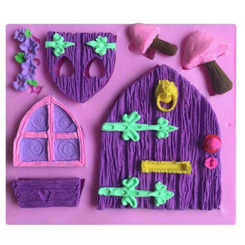 Силиконовая форма для украшения торта Фея Эльф, дверь дома, 3D форма для шоколада, форма для помадки