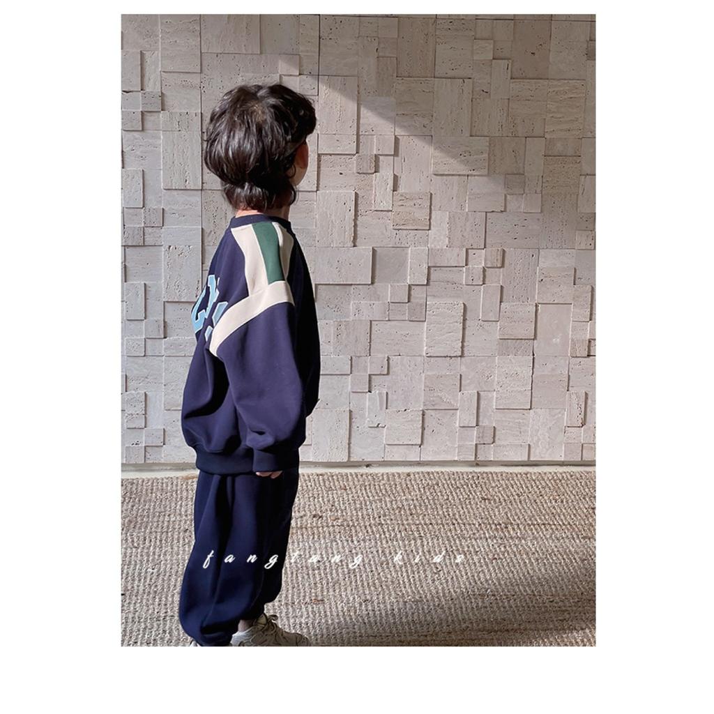 Мальчиковый осенний наряд, Детская одежда, Новый стиль, Детская осенняя толстовка в западном стиле, Комплект из двух предметов, Мальчиковая весенне-осенняя одежда