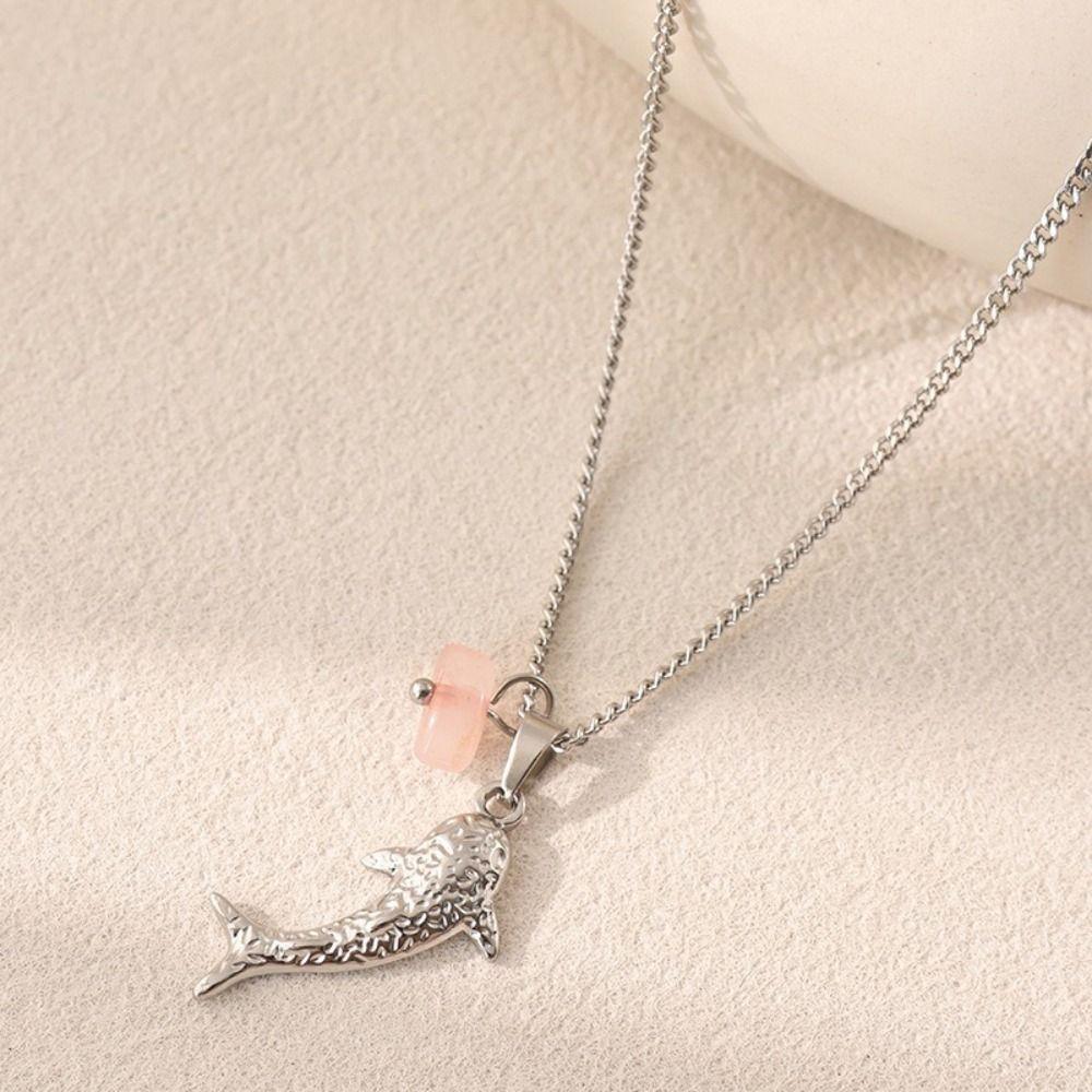 Resin Fish Pendant Necklace Metal Sea Animal Necklace Dolphin Fish Pendant Beach Seaside Vacation