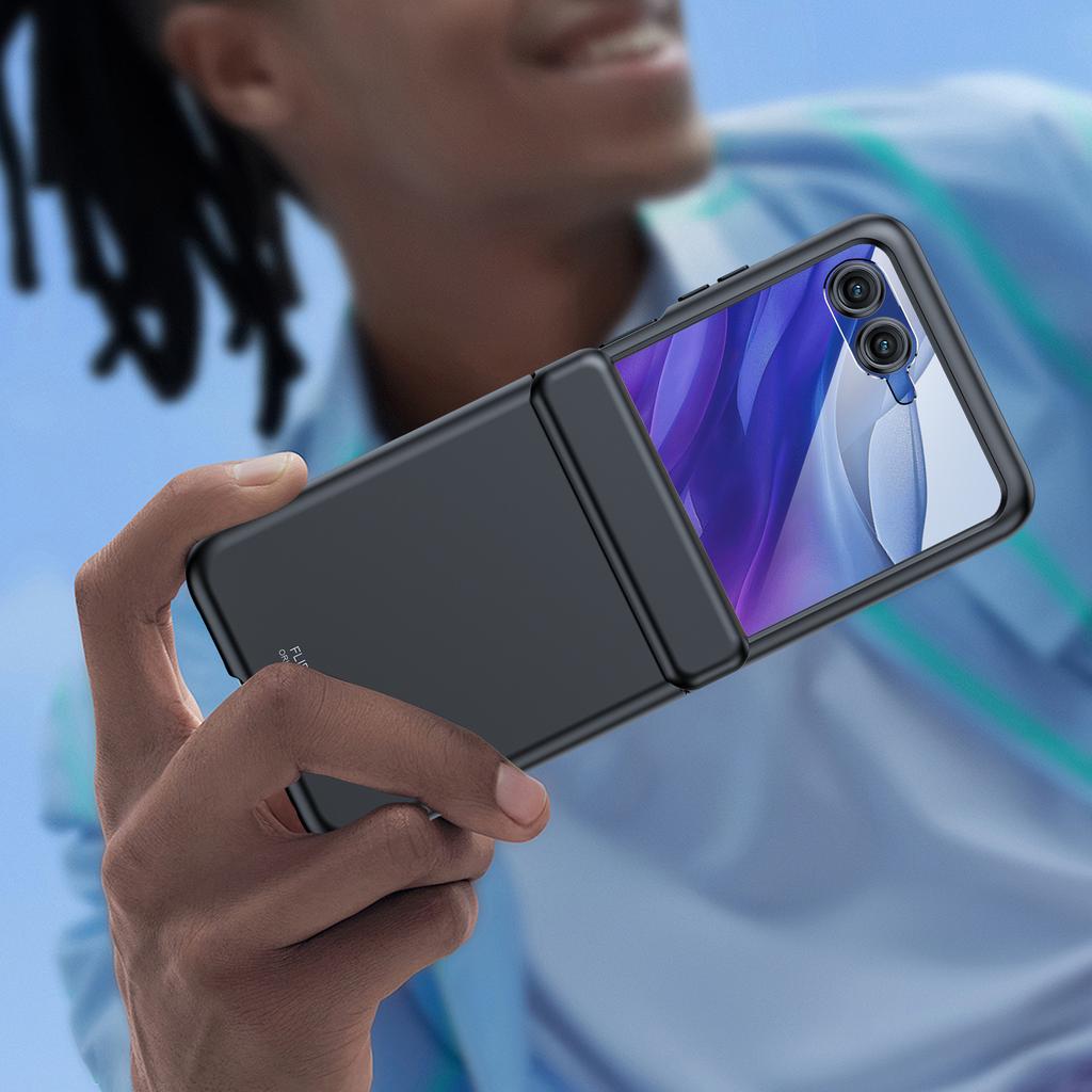 Для Motorola Razr 50 Ultra 2024 С защитой шарнира, Защитное стекло для экрана, Прочный противоударный чехол для всего корпуса с защитой от царапин - Черный