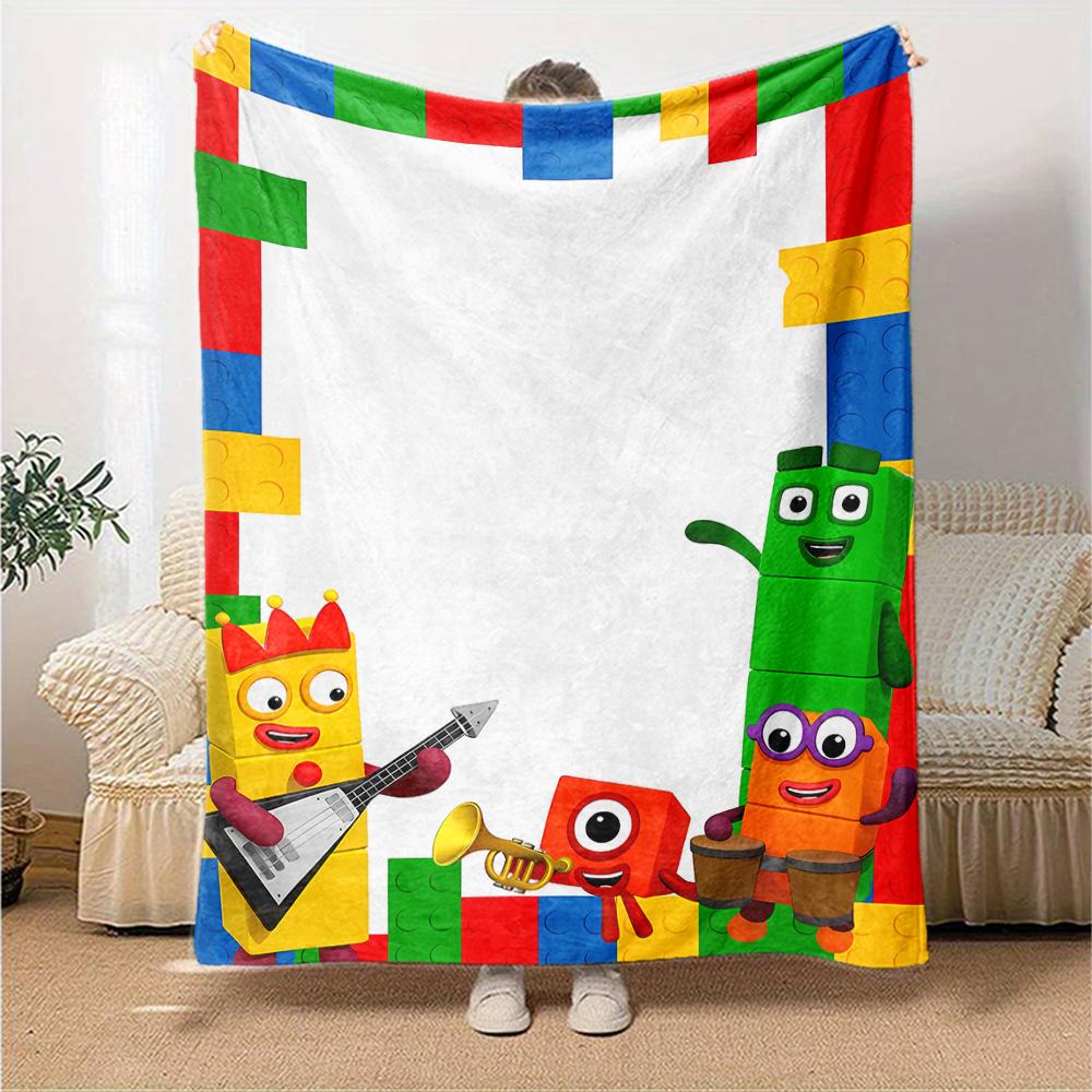 1pc Blanket - Number block Print Design,Lightweight Blanket for Sofa,Bed- Soft &Warm,Gift for All Seasons