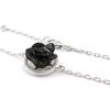 [J0832] - Silver Bracelet 'Black Rose' Black White