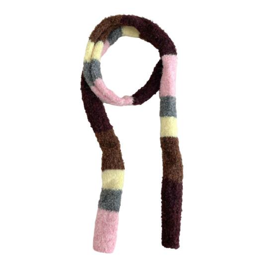 Yousheng Rainbow Striped Scarf Women Long Skinny Fuzzy Fluffy Neckerchief Knit Thin Scarf Autumn Winter Knitting Scarf Outfit Accessories