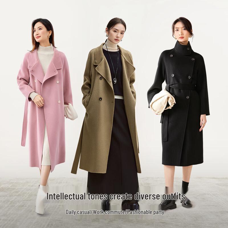 Women's Mid-Length 100% Wool Double-Sided Coat