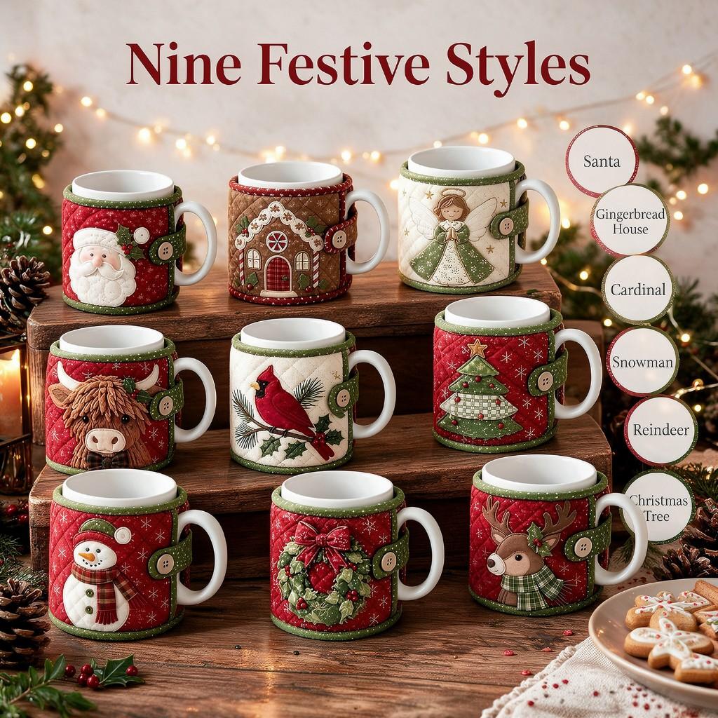 Christmas quilted mug warm cup set 9 Christmas handmade cup set making set color