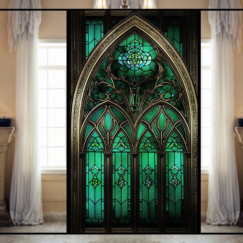 Ретро Арт-стекло Пленка Европейский стиль Витраж Церковное искусство Приватность Окна Наклейки Непрозрачный Отель Клуб Веранда Окно Декор Пленка