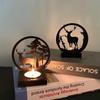 Creative Ins Style Metal Ornaments Candle Holders Black Iron Elk  Valentine's Day Luminous Decorative Crafts Miniatures