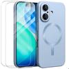 Protective Case - E.F.Connection - for iPhone 17 - Silicone with Blue Magnetic Circle - 2 Glasses