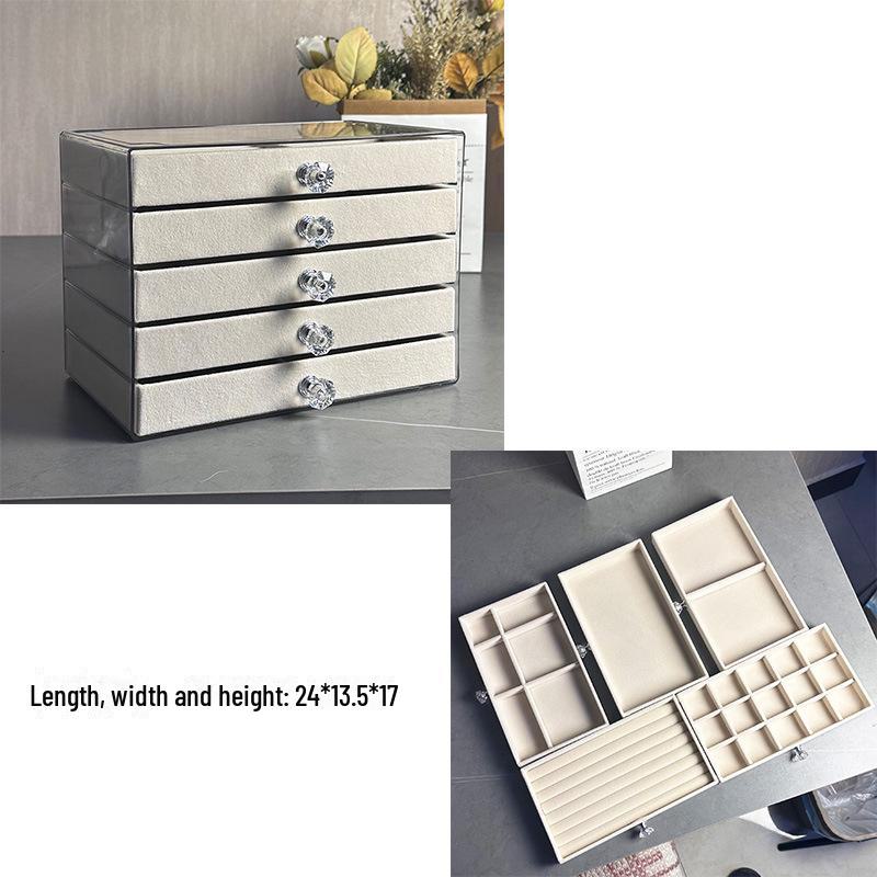 [Новинка 2024 г.] Бархатная шкатулка для украшений: Многоуровневый ящик для хранения сережек и браслетов