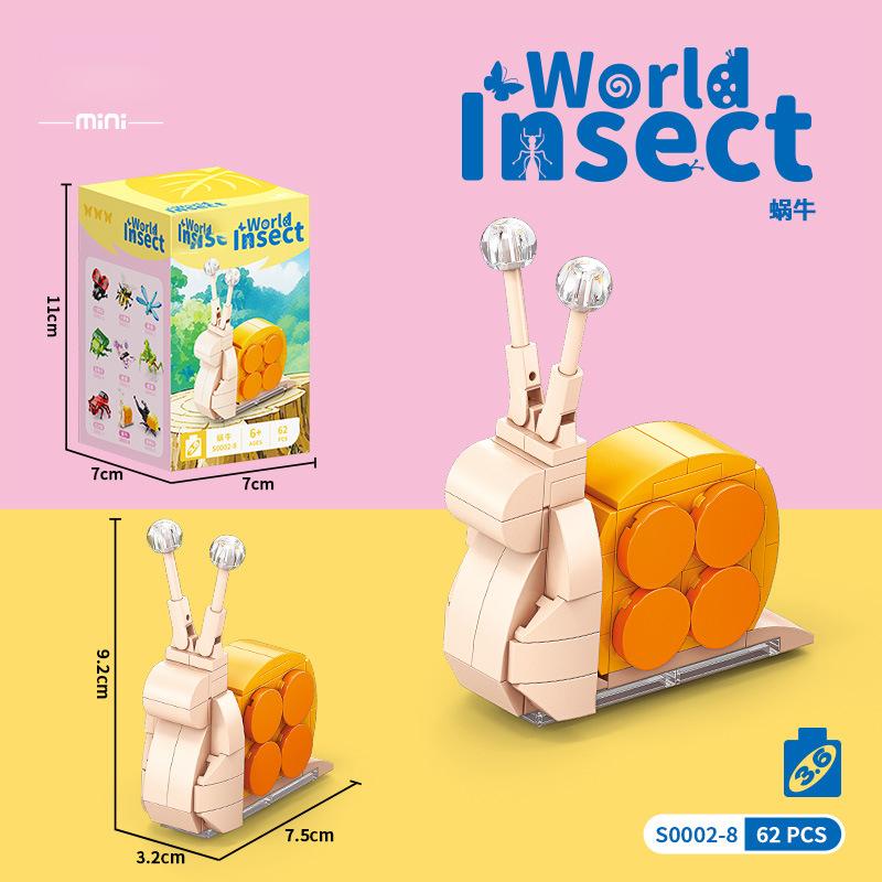 Игрушки для детей Насекомые Мини-блоки Конструктор Животное Частицы Строительный блок Игрушка для детей Мальчик от 9 до 12 лет Взрослые Кирпич