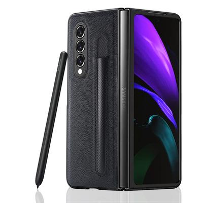 Модный чехол с отделением для ручки личи для Samsung Galaxy Z Fold 4 3 Pu + ПК с кожаным рисунком, антидетонационные роскошные чехлы для Fold3 F9260