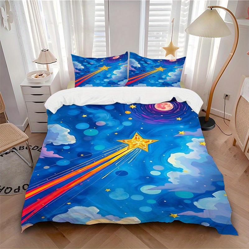3pcs Shooting Star Bedding Set, Suitable for Bedroom Decoration, (Includes 1 Duvet Cover And 2 Pillowcases, Quilt Not Included) yy250822131