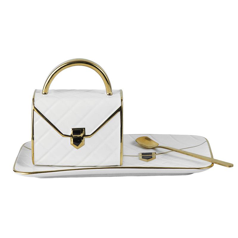 Diamond Bag Gold Plastered Coffee Cup Saucer Set Afternoon Tea Mug High End Ceramic Cup Exquisite Coffee Cup Set