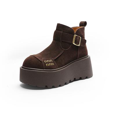 CICIYANG 9,5 см Высокий каблук Ботильоны для женщин Зима Новая мода Коровья замша Ботинки на платформе Женские Увеличенные внутренние туфли