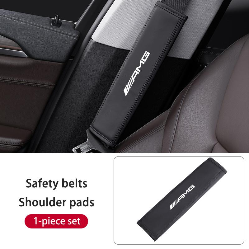 CEV5   Car Seat Belt Leather Safety Belts Cover Shoulder Protection For Mercedes Benz AMG W202 W212 W213 WAMG 220 W221 W222 C180 C200
