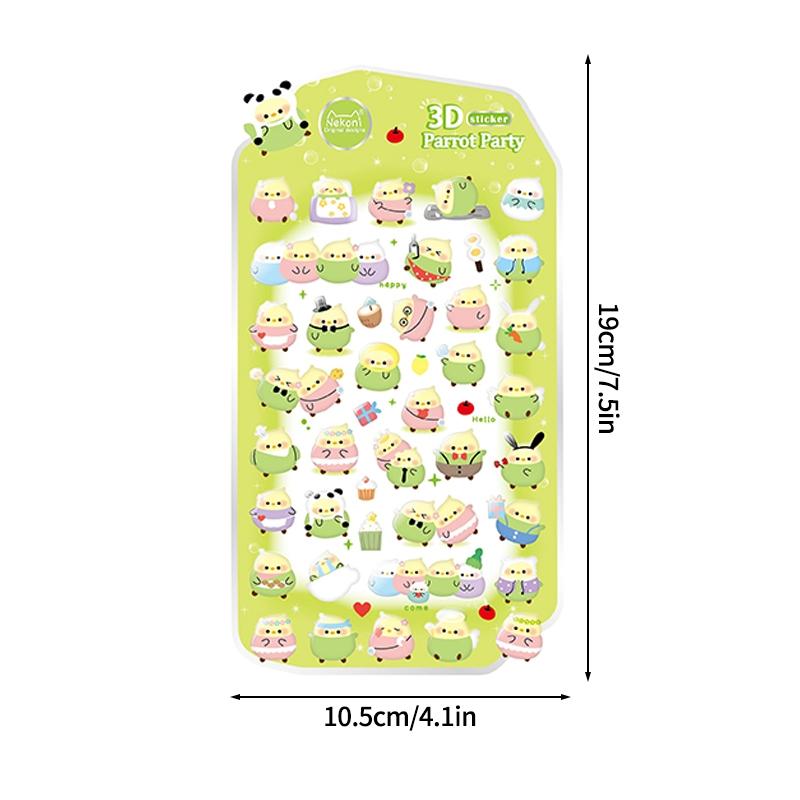 Nekoni 3D Cute Stickers Cartoon Animal Puff Sticker Diy Stickers For Scrapbooks Planner Journals Laptops Phone Case Decoration