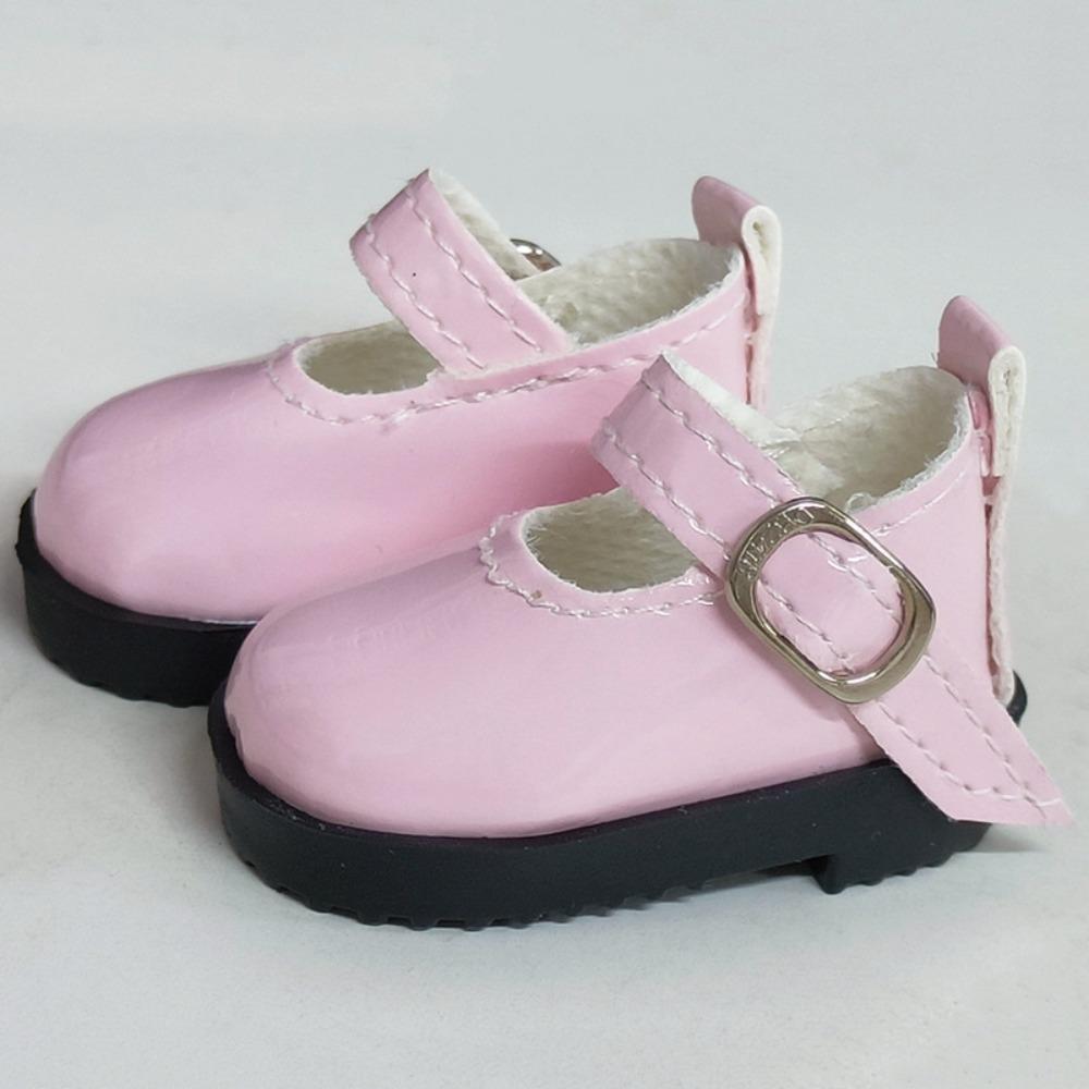 Mini Flat Bottomed Toy Shoes Bottomed Glossy Leather Doll Shoes 4.7cm X 2.5cm DIY Casual Shoes 1/6 Point Doll
