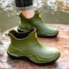 Fashion New Short Men's Rain Shoes Outdoor Thick-soled Non-slip Water Shoes PVC Construction Site Waterproof Overshoes Solid Color Rain Boots