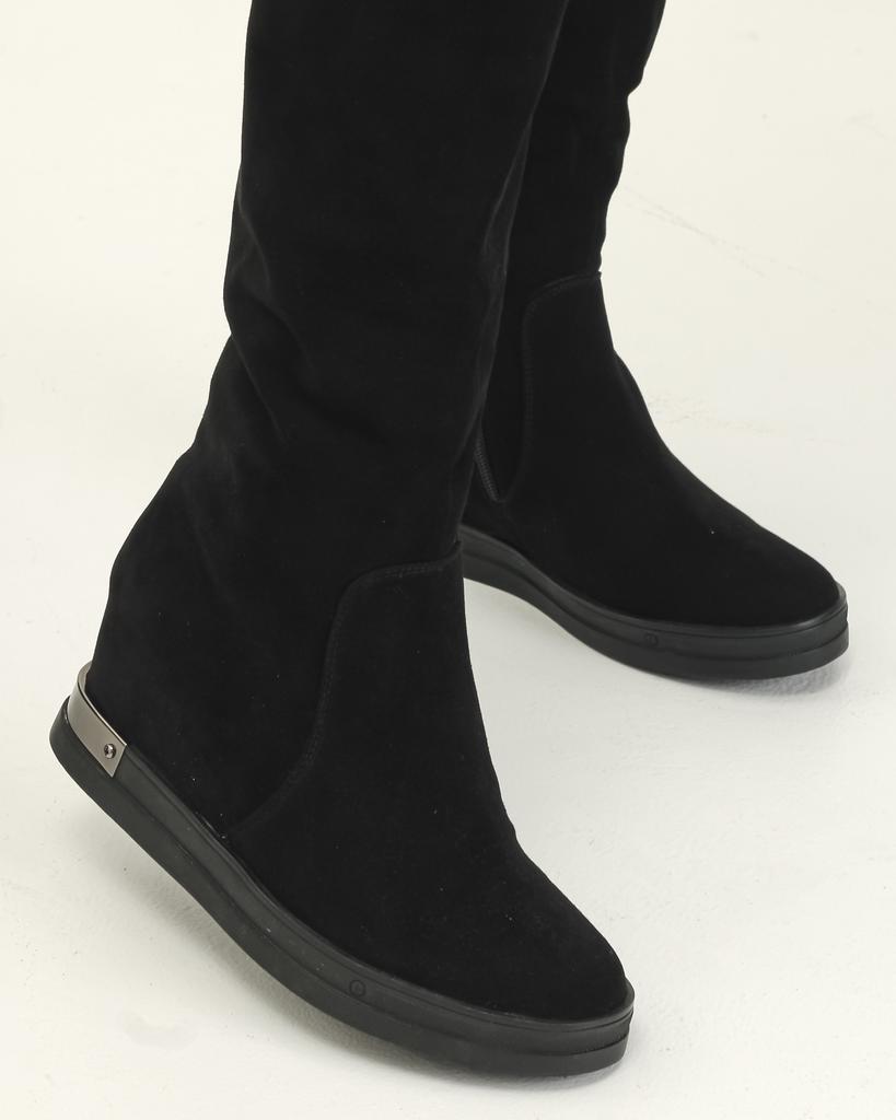 Сапоги на скрытой танкетке Erisses 0617 37 Черные замша