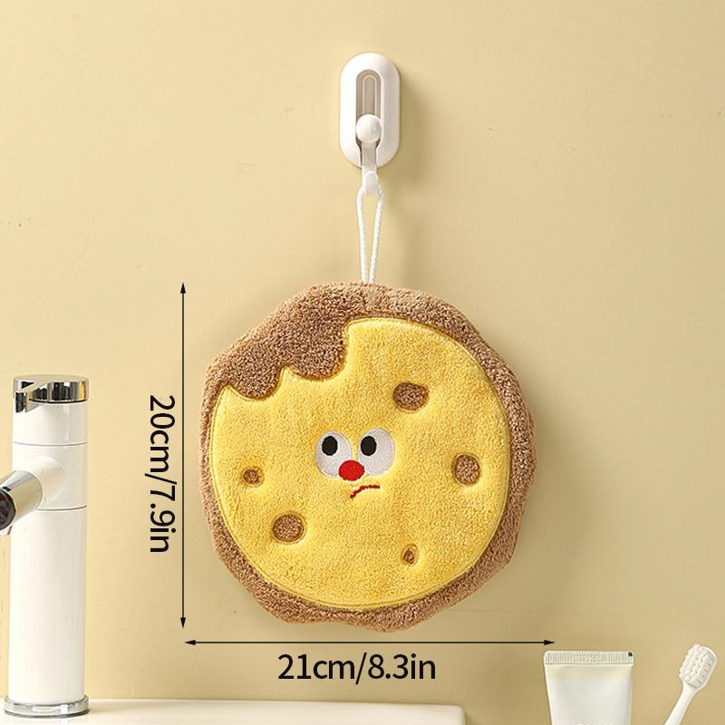 Cartoon Hamburger Toast Hand Towel Absorbent Coral Velvet Washing Hand Cloth Kitchen Bathroom Hanging Children Towel Thickened